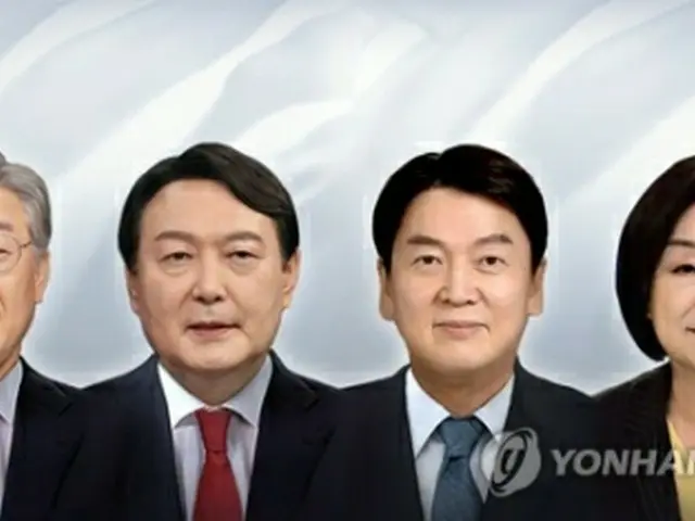 大統領選候補の（左から）李在明氏、尹錫悦氏、安哲秀氏、沈相ジョン氏＝（聯合ニュース）