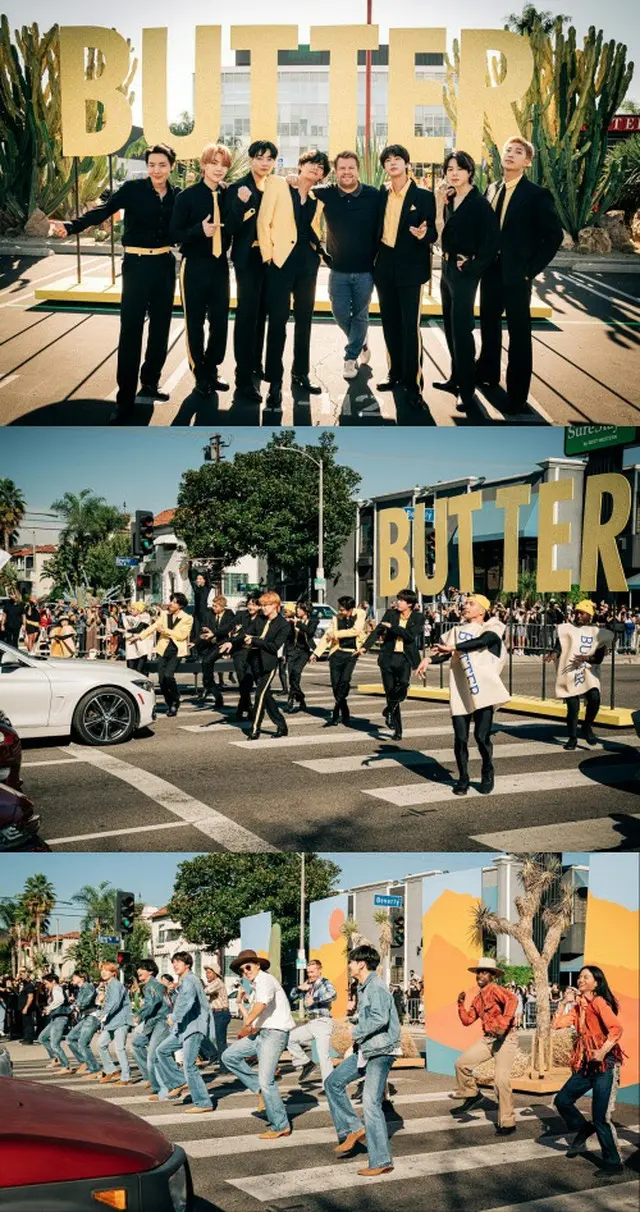 「BTS（防弾少年団）」、米「ジェームズ・コーデンショー」で”横断歩道ゲリラライブ”を披露（画像提供:wowkorea）