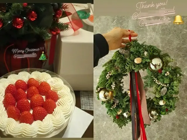 女優イ・ハニが降り注ぐプレゼントに感謝のあいさつを伝えた。（画像提供:wowkorea）