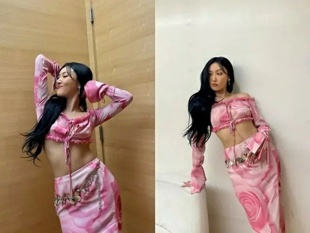 ガールズグループ「MAMAMOO」のメンバーファサが細い腰を自慢した。（画像提供:wowkorea）
