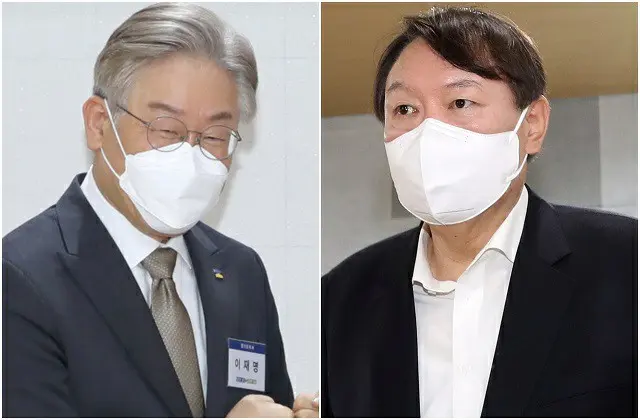 李在明、共に民主党大統領選候補（左）と尹錫悦、国民の力大統領選候補（右）（画像提供:wowkorea）