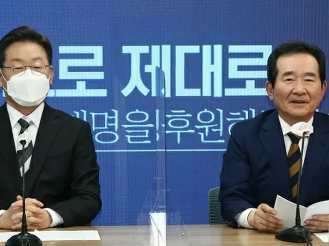 李在明、共に民主党大統領選候補（左）と丁世均、元国務総理（右）（画像提供:wowkorea）