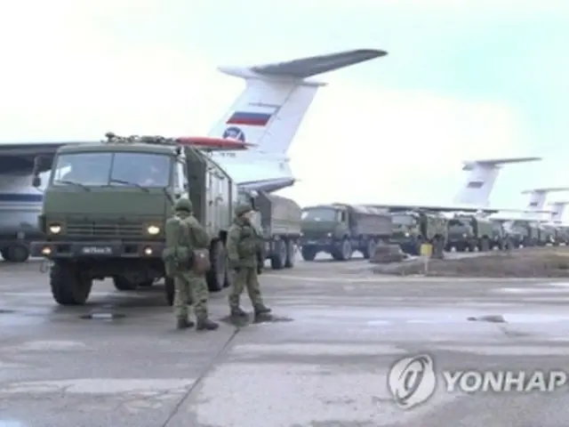 旧ソ連諸国でつくる集団安全保障条約機構（CSTO）の平和維持軍が派遣されたアルマトイ空港（ロシア国防省提供の映像より）＝（ロイター＝聯合ニュース）