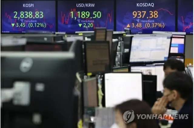 ハナ銀行本店のディーリングルーム＝２０日、ソウル（聯合ニュース）