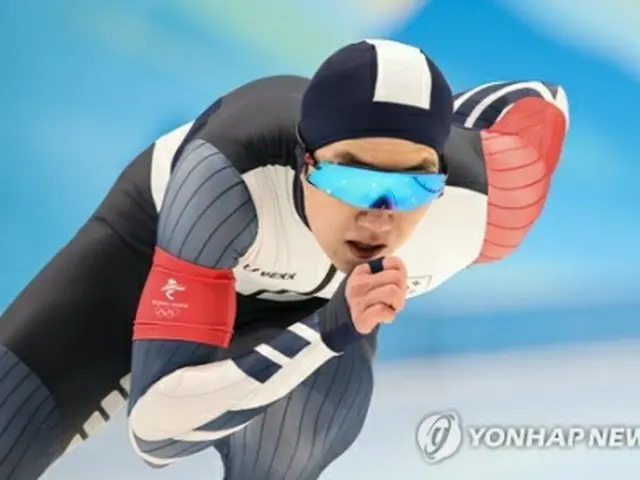 スピードスケート男子５００メートルで銀メダルを獲得した車ミン奎＝１２日、北京（聯合ニュース）
