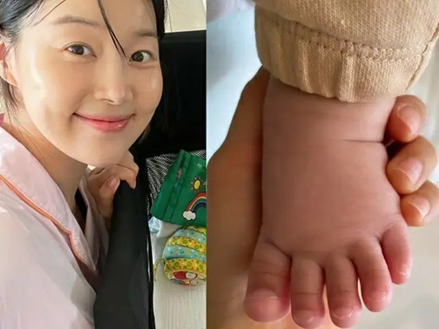 女優ハン・ジヘ、娘の爪切りに奮闘（画像提供:wowkorea）