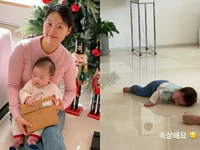 ハン・ジヘの娘、大理石の床にバタリ、涙ぐましいリアルな育児現場（画像提供:wowkorea）