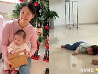 ハン・ジヘの娘、大理石の床にバタリ、涙ぐましいリアルな育児現場