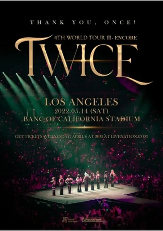 TWICEが5月にロサンゼルスでワールドツアーのアンコール公演を行う（JYPエンターテインメント提供）＝（聯合ニュース）≪転載・転用禁止≫