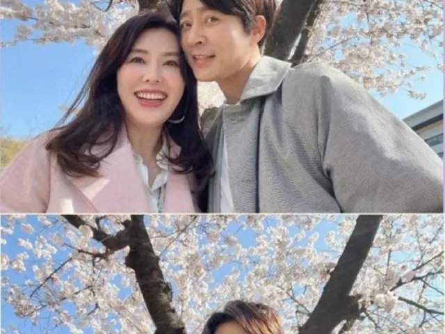 “おしどり夫婦”俳優チェ・スジョン＆ハ・ヒラ、満開の桜の木の下でロマンティックなハグ（画像提供:wowkorea）