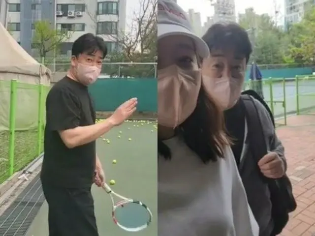 女優ソ・ユジンの夫ペク・ジョンウォン、テニスデート中に“甘い小言おじさん”に変身（画像提供:wowkorea）