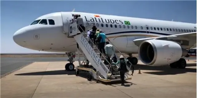 ブラジルからのツアー客が利用するチャーター機（韓国観光公社提供）＝（聯合ニュース）≪転載・転用禁止≫