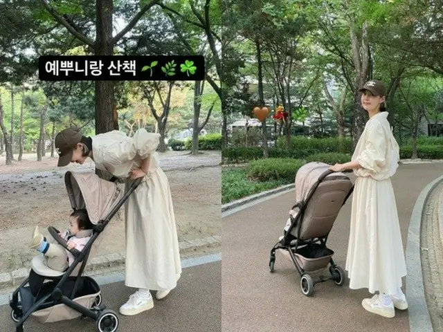 女優ハン・ジヘ、育児ママの散歩ルック…高級ブランドのキャップで完成（画像提供:wowkorea）