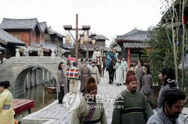 「海神」の撮影セット＝（聯合）