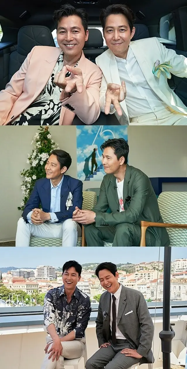 映画「HUNT」チョン・ウソン＆イ・ジョンジェ、MZ世代に流行“ギャルピース”披露…カンヌのビハインドスチル公開（画像提供:wowkorea）