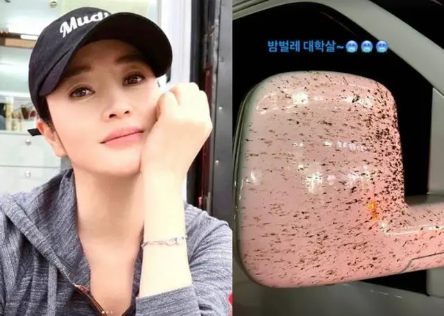 女優キム・ヘス、ヒドい車の状態にビックリ…サイドミラーに残った“大虐殺”に驚く（画像提供:wowkorea）