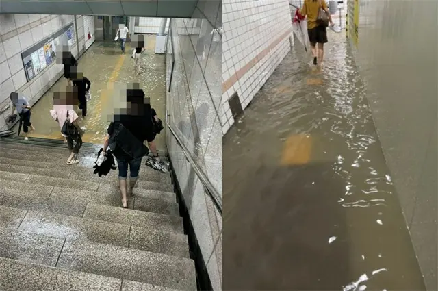 豪雨で浸水した地下通路…ソウル含む首都圏で降水量が130mm以上を記録（画像提供:wowkorea）