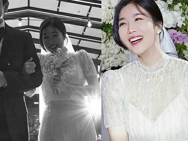 「DAVICHI」イ・ヘリ、新郎を少しだけ公開？…とても幸せな新婦姿（画像提供:wowkorea）