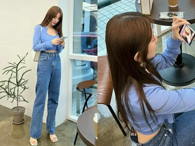 女優ユン・ウネ、デニムから覗く細い腰（画像提供:wowkorea）