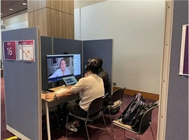 テレビ会議形式で行われた輸出商談会の様子（韓国コンテンツ振興院提供）＝（聯合ニュース）≪転載・転用禁止≫