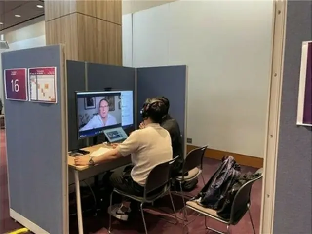 テレビ会議形式で行われた輸出商談会の様子（韓国コンテンツ振興院提供）＝（聯合ニュース）≪転載・転用禁止≫