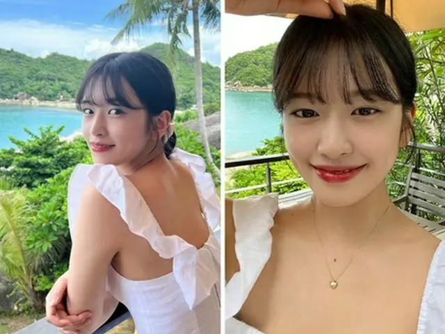「IVE」ユジン、ラッシュガードとホットパンツから「ちらりと見える平たい腹筋」…生まれ持ってのスレンダースタイル（画像提供:wowkorea）
