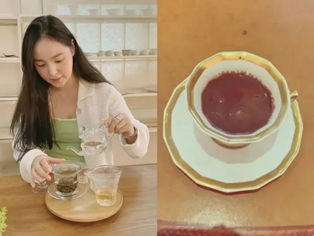 女優ミン・ヒョリン、夫SOL（BIGBANG）とカフェデート？ ホットチョコに浮かれる一児のママ（画像提供:wowkorea）