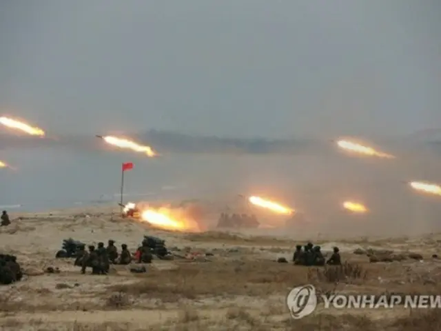 北朝鮮の砲兵射撃（資料写真）＝（朝鮮中央通信＝聯合ニュース）≪転載・転用禁止≫