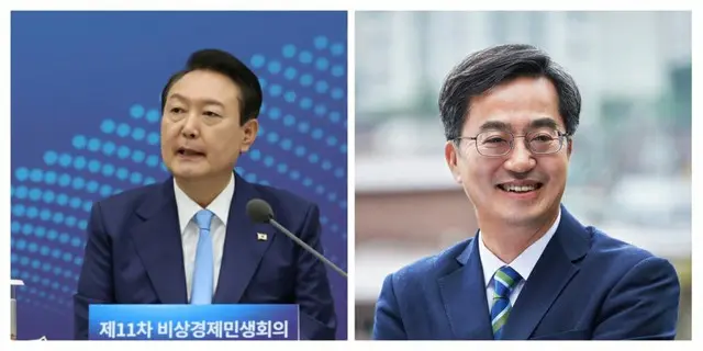 尹錫悦大統領（左）と金東兗、京畿道知事（右）（画像提供:wowkorea）