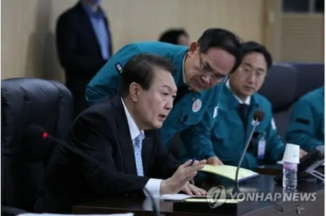 ＮＳＣを主宰する尹大統領（大統領室提供）２日、ソウル（聯合ニュース）≪転載・転用禁止≫