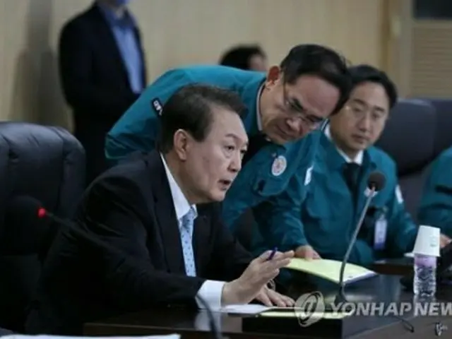 ＮＳＣを主宰する尹大統領（大統領室提供）２日、ソウル（聯合ニュース）≪転載・転用禁止≫