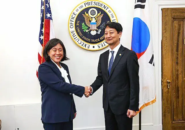韓国の安徳根通商交渉本部長と米通商代表部のキャサリン・タイ代表が9月7日（現地時間）、米ワシントンDCで面談を行なった様子（画像提供:wowkorea）