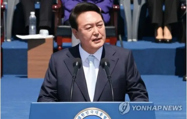 ５月１０日の就任式で演説する尹大統領（資料写真）＝（聯合ニュース）