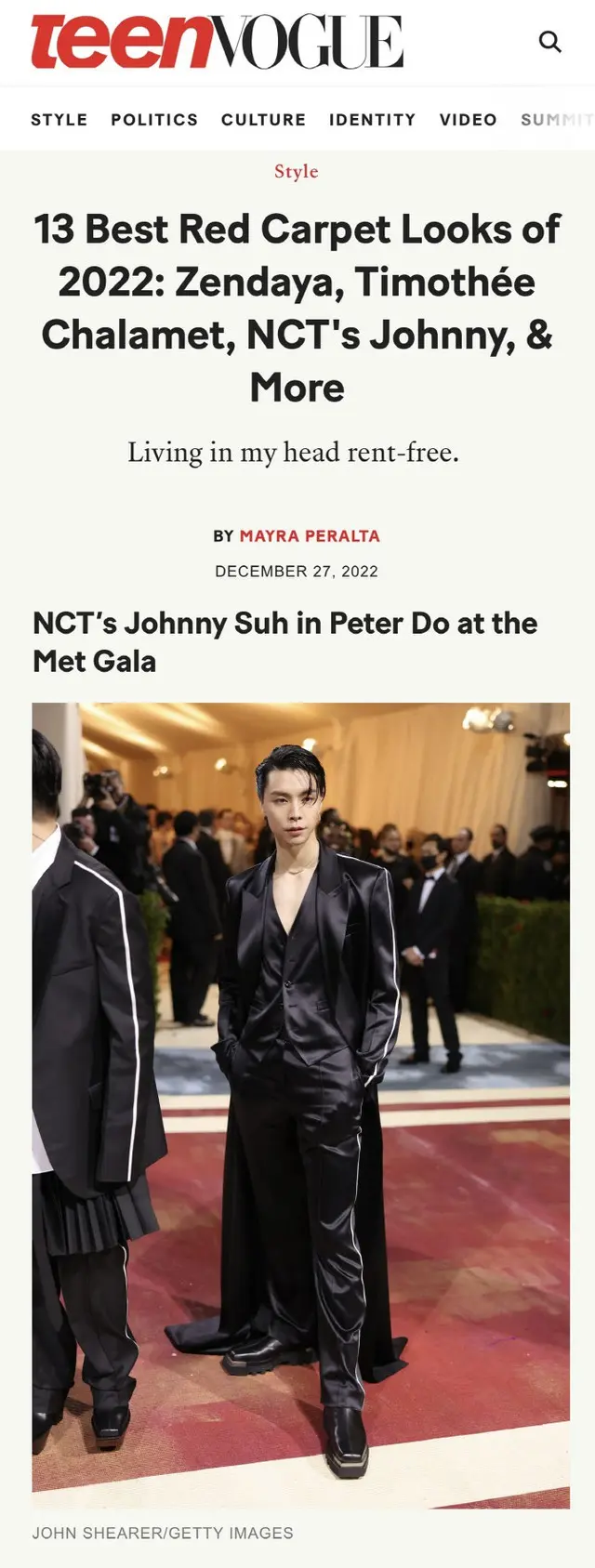 「NCT」ジャニー、米「Teen Vogue」選定「今年のベストレッドカーペットルック」（画像提供:wowkorea）