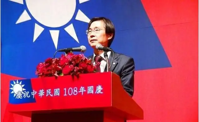 １９年１０月、台湾の建国記念日にあたる「双十節」に合わせ、ソウルで祝賀演説を行う韓国・台湾議員親善協会の趙慶泰（チョ・ギョンテ）会長＝（台湾中央通信社＝聯合ニュース）≪転載・転用禁止≫