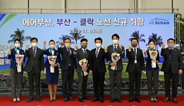 エアプサンは5日、韓国の金海国際空港国際線庁舎で「釜山-クラーク路線」の就航式を行なった（画像提供:wowkorea）