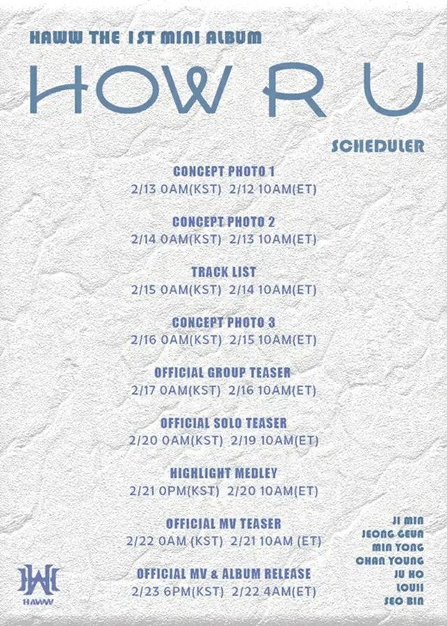 新人ボーイズグループ「HAWW」、デビューまでのカウントダウン…「HOW R U」スケジューラ公開（画像提供:wowkorea）