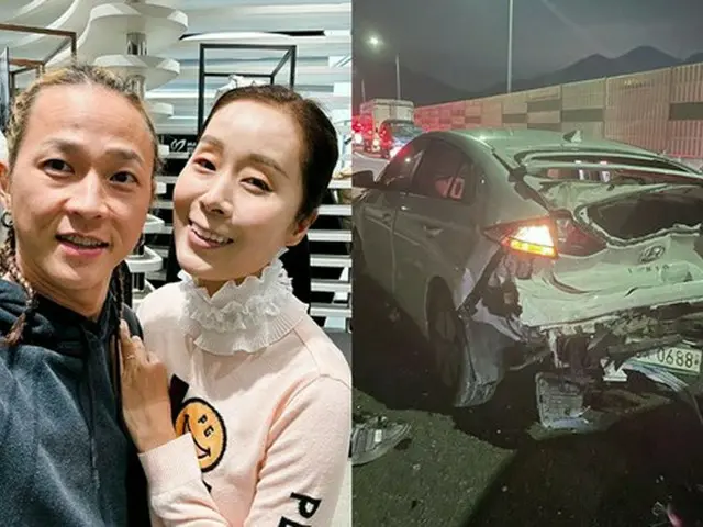 公演芸術家ポッピン・ヒョンジュンの妻パク・エリ、3重追突事故で車がメチャメチャに…救急室行き（画像提供:wowkorea）