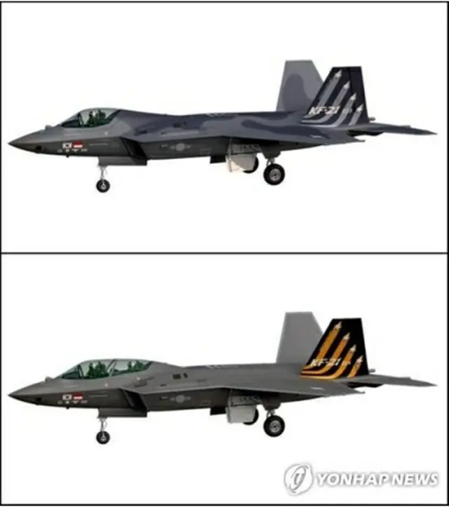 KF21の試作3号機（上）と4号機（防衛事業庁提供）＝（聯合ニュース）≪転載・転用禁止≫