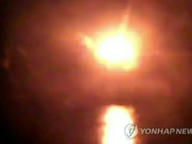 北朝鮮の朝鮮中央テレビは２４日、戦略巡航ミサイル「ファサル（矢）２」の発射訓練が２３日に実施されたと伝えた（朝鮮中央テレビの映像より）＝（聯合ニュース）≪転載・転用禁止≫