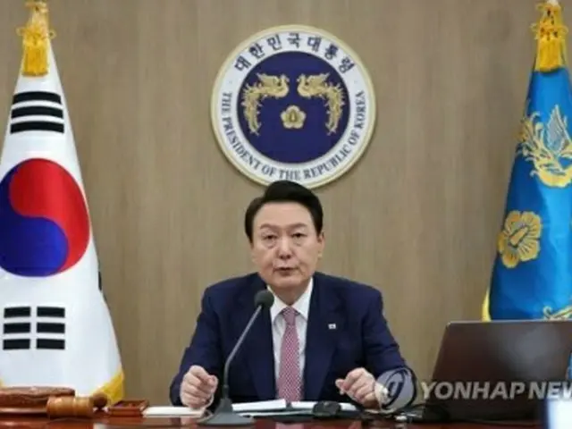 ７日の閣議で発言する尹大統領＝（聯合ニュース）