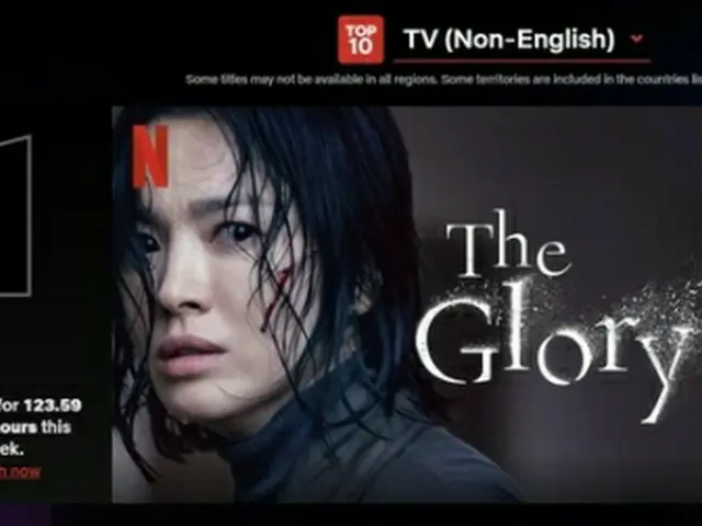 ネットフリックスの人気作品リスト「TOP10」で「ザ・グローリー」がテレビ（非英語）部門1位を獲得した（ネットフリックスのホームページより）＝（聯合ニュース）≪転載・転用禁止≫