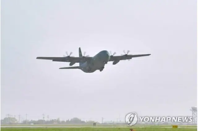 韓国軍の輸送機Ｃ１３０Ｊ（国防部提供）＝（聯合ニュース）≪転載・転用禁止≫