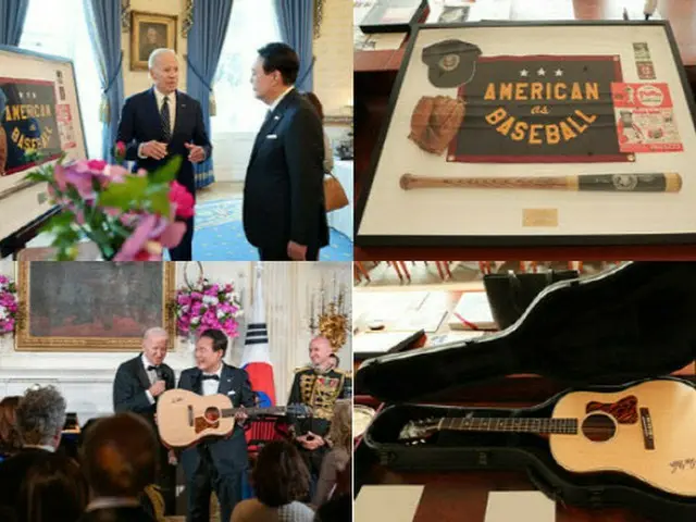 尹大統領が訪米時に受け取った贈り物は愛犬散歩用のリード・野球グッズ・レコード＝韓国報道（画像提供:wowkorea）