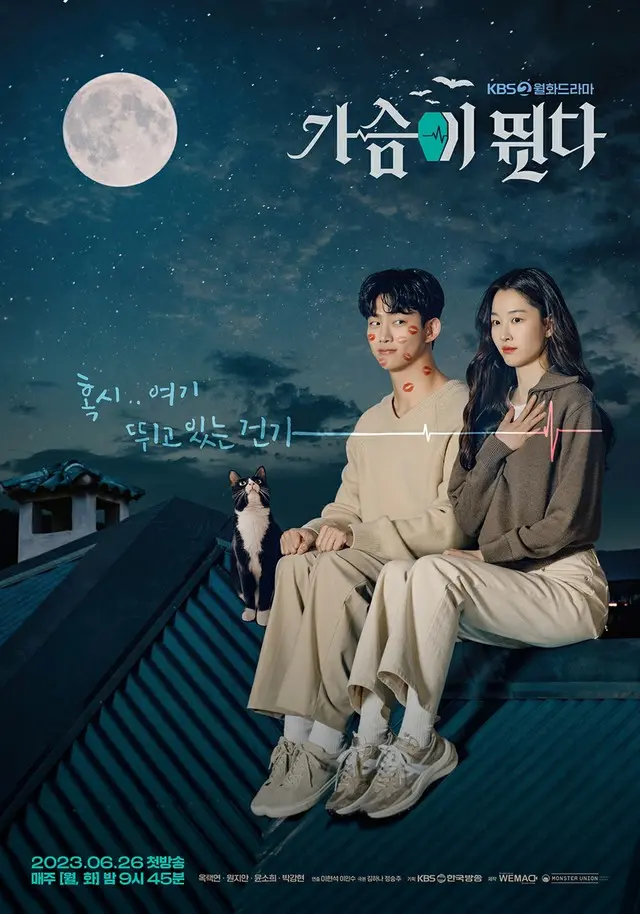 「2PM」テギョン＆ウォン・ジアン、ドラマ「胸が躍る」のポスター公開…月明かりの下のふたり（画像:「胸が躍る」ポスター）