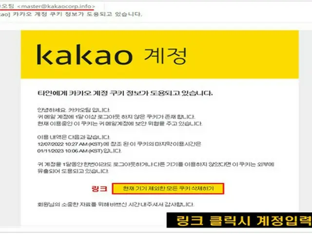 カカオの管理者を偽称したメール（画像提供:wowkorea）