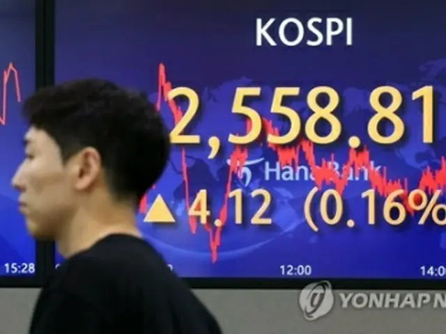 銀行のディーリングルームにあるＫＯＳＰＩ表示モニター（資料写真）＝（聯合ニュース）