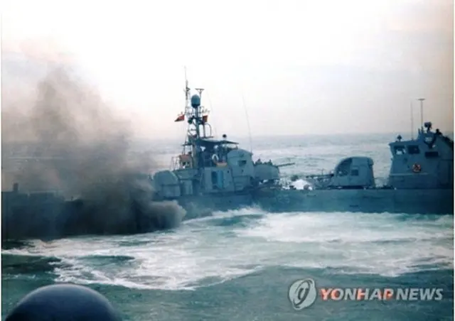 第1延坪海戦当時、作戦を行う韓国海軍の高速艇（同軍提供）＝（聯合ニュース）≪転載・転用禁止≫