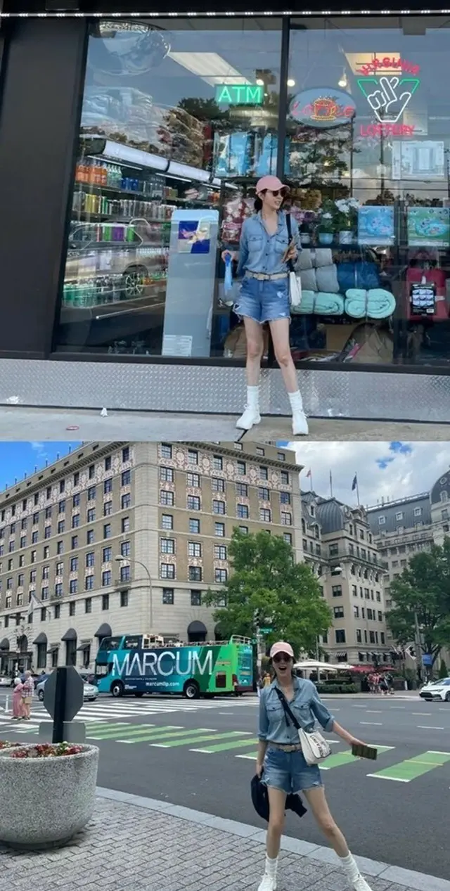女優ソン・ユナ、スニーカーを履いても11字型の長い脚…デニムファッションもぴったり（画像提供:wowkorea）