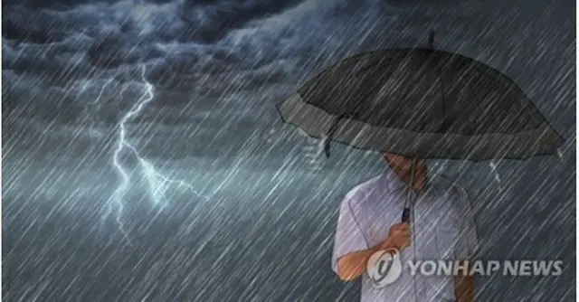 ソウル市全域に大雨注意報が発令された（イラスト）＝（聯合ニュース）